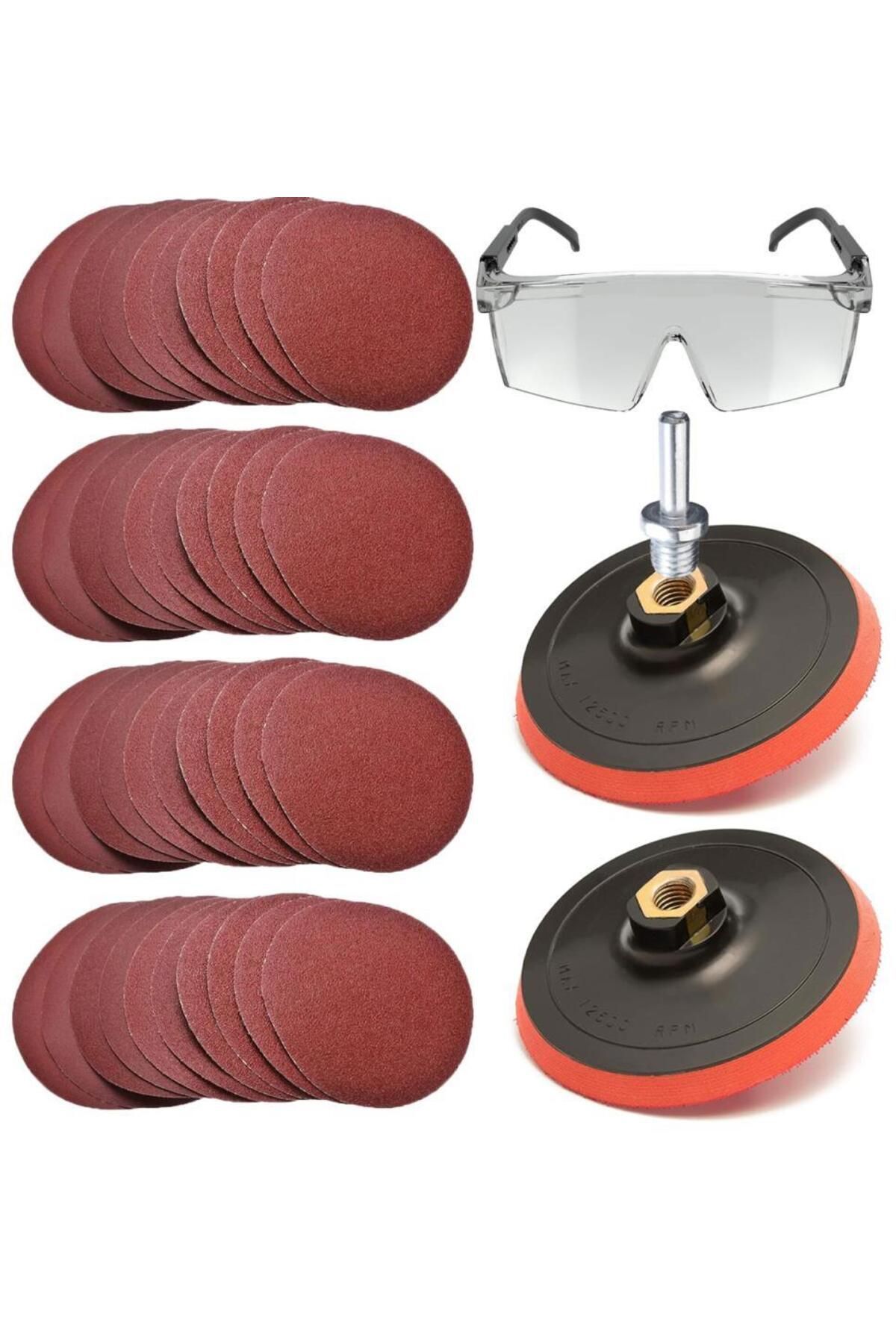 Zımpara Seti + Matkap Aparatı + Gözlük 115 mm (40 Parça)