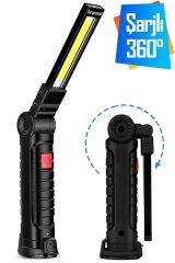 El Feneri 5 Modlu 360° LED Çalışma Işığı İş Lambası Darbeye Dayanıklı Mıknatıslı Kaportacı Feneri 3W