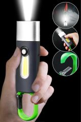 Ultra hafif 4 Modlu Şarjlı El Feneri COB LED USB Kamp Outdoor Avcılık Lambası Kancalı 400 Lümen 3W