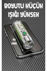 Çakarlı Ledli Şarjlı 9 UV Işıklı SOS Acil Durum Anahtarlık Mini El Feneri 130 lümen 3W 47740