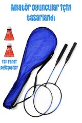 5'li Çantalı Set Badminton Raketi Seti 2 Raket + 2 Top + Çanta Amatör Çocuk-Genç Raket Top Seti 500