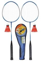 5'li Çantalı Set Badminton Raketi Seti 2 Raket + 2 Top + Çanta Amatör Çocuk-Genç Raket Top Seti 500