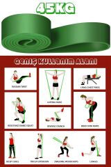 45 KG Direnç Bandı Kas Geliştirme Lastiği Fitness Pilates Cross Training Bant Yeşil - Ultra Sert