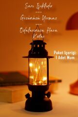 Led Mum Kamp Lambası Tipi Pil Dahil Dumansız Alev Ledli Yapay Dekoratif Mum Dekor Işığı Siyah PT437