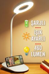 Şarjlı Masa Lambası Dokunmatik 3 Renk 24 Led Telefon Standlı Kademeli Çalışma Okuma Işığı