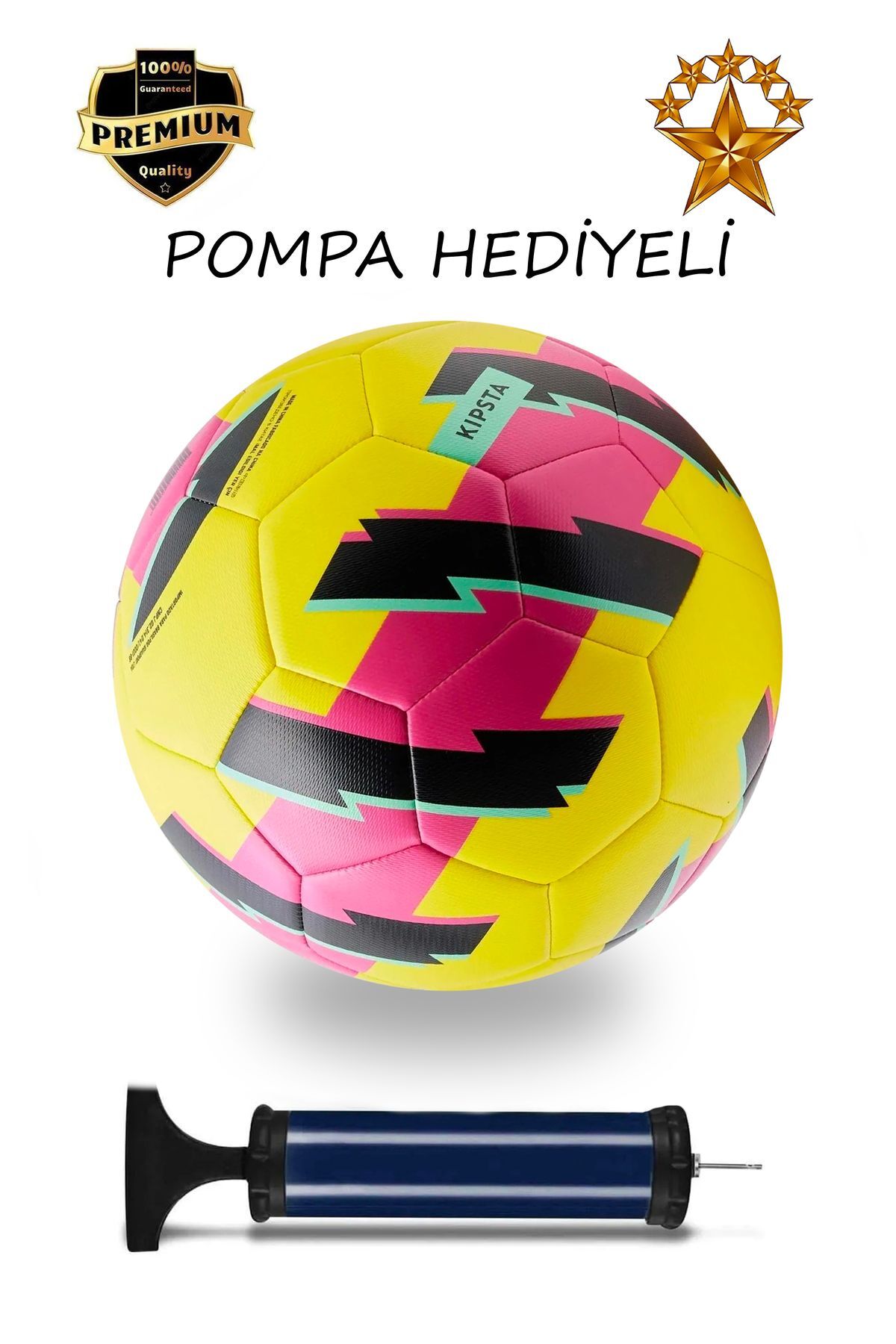 Futbol Topu Öğretici Pompa Hediyeli Profesyonel Dikişli 5 Numara Sarı