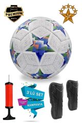 Orijinal Futbol Topu Şampiyonlar Ligi Pompalı 3'lü Set Sert Zemin Halı Saha Futbol Topu