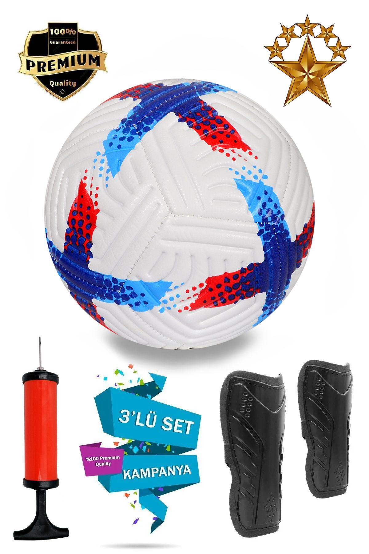 Profesyonel Futbol Topu 3'Lü Set Dikişli Futbol Topu Sert Zemin Halı Saha Futbol Topu