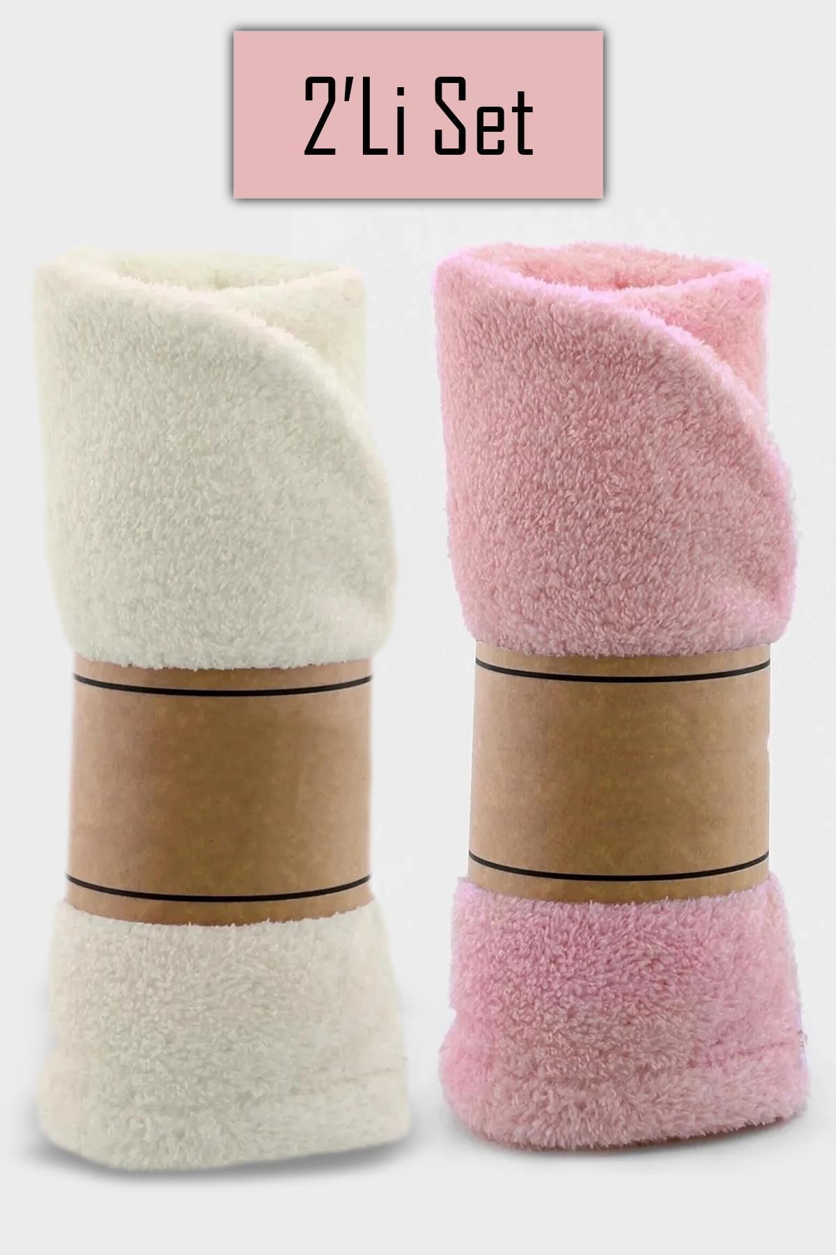 2'Li Set Kalın Mikrofiber Saç Havlusu Plaj Deniz Havuz Bonesi Kurulama Banyo Saç Kurutma Baş Havlusu
