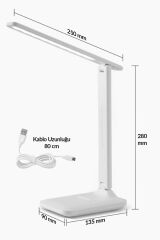 Şarjlı Masa Lambası 3 Renk Dokunmatik Telefon Standlı Kademeli Çalışma Okuma Işığı Gece Lambası