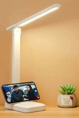 Şarjlı Masa Lambası 3 Renk Dokunmatik Telefon Standlı Kademeli Çalışma Okuma Işığı Gece Lambası