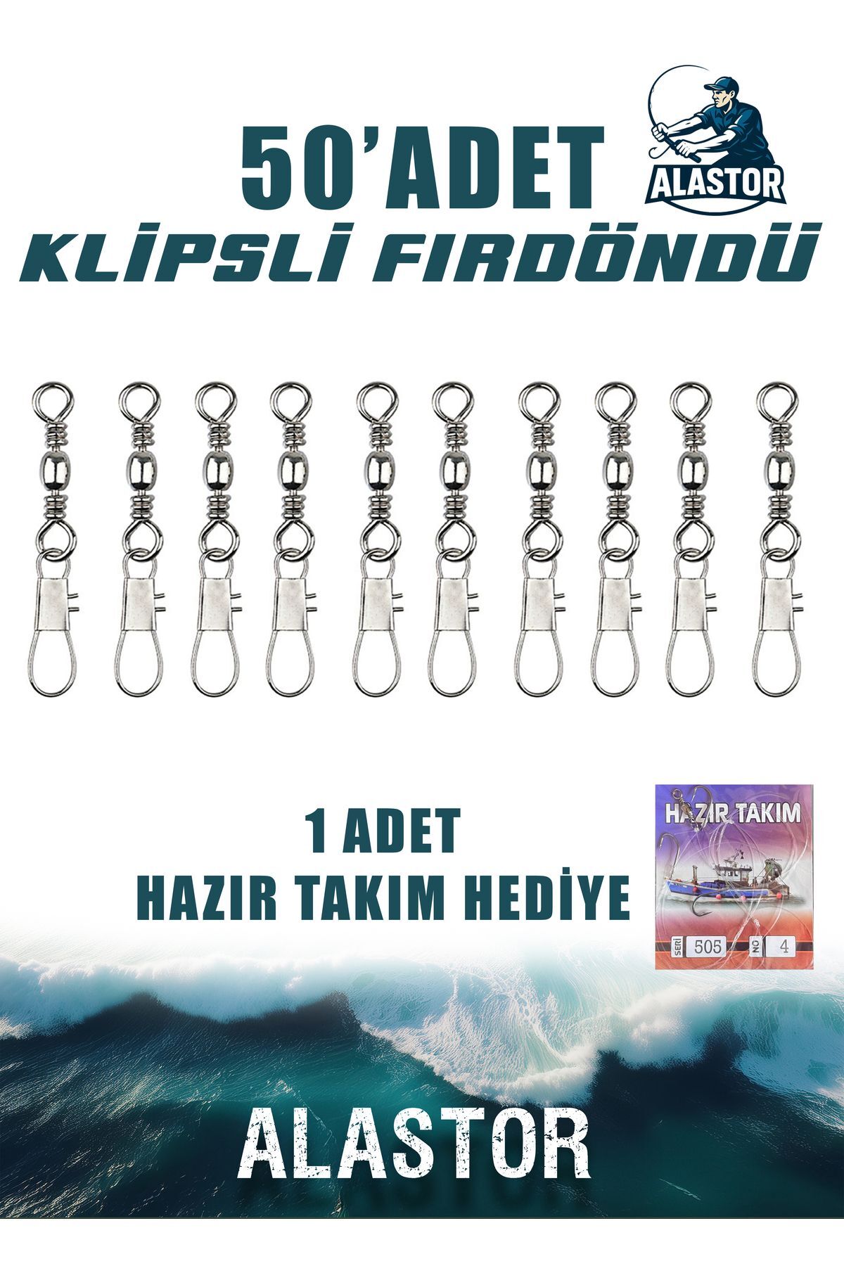50 Adet Klipsli Fırdöndü Olta İçin Fırdöndü Karbon Çelik
