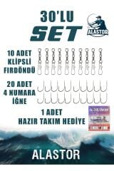 Hazır Olta İğne Seti 1. Kalite Karbon Çelik 4 Numara Halkalı Olta Kancası İğne Seti Klipsli Fırdöndü