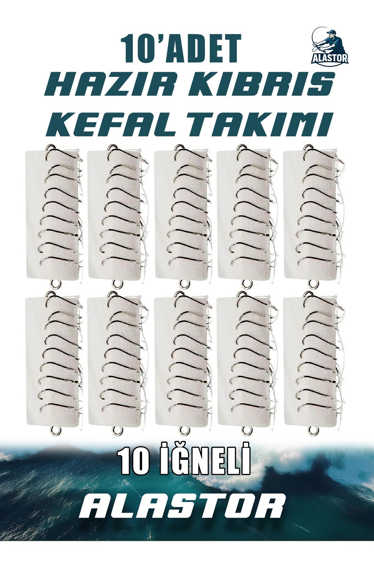 Hazır 10'Lu Kefal İçin 10 İğneli Kıbrıs Takımı 10'Lu Paket Hazır Kıbrıs Kefal Takımı 10'Lu Set
