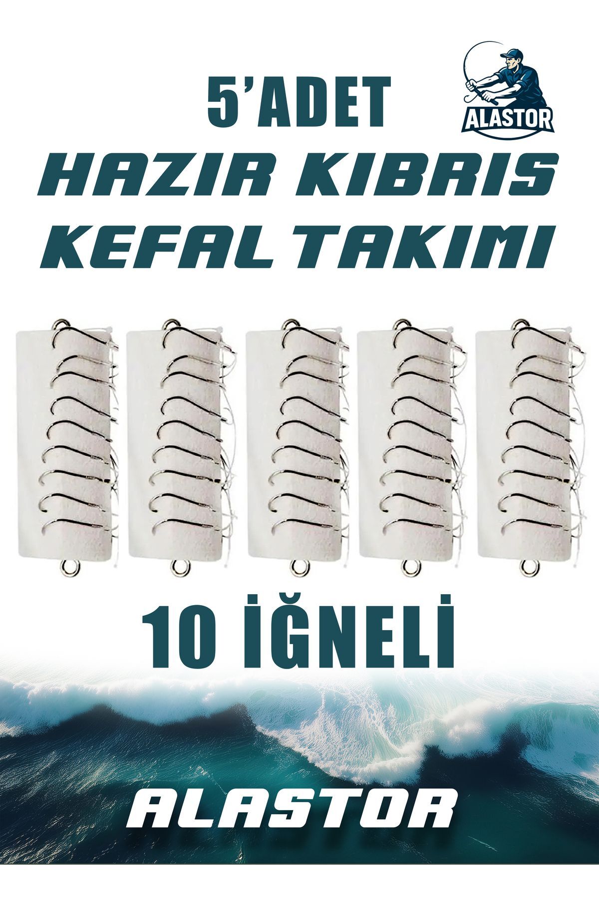Hazır 5'Li Kefal İçin 10 İğneli Kıbrıs Takımı 5'Li Paket Hazır Kıbrıs Kefal Takımı 5'Li Set