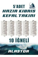 Hazır 5'Li Kefal İçin 10 İğneli Kıbrıs Takımı 5'Li Paket Hazır Kıbrıs Kefal Takımı 5'Li Set