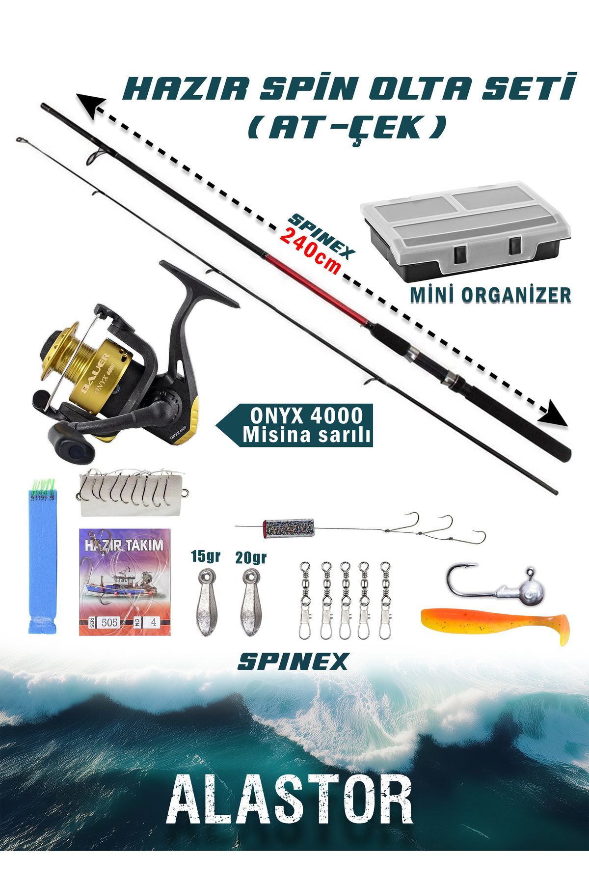 Spinex Spin Olta Seti Hazır Olta Seti At-Çek Olta Seti Spin Olta Kamışı 10-40