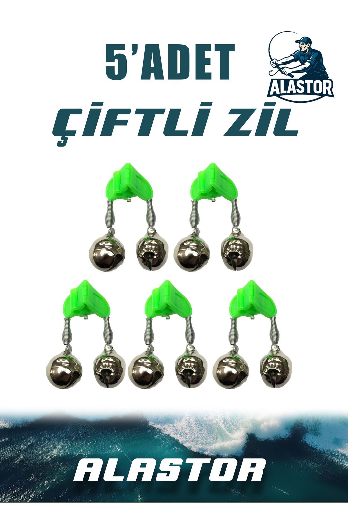 5'Li Set Çiftli Plastik Zil Olta Zili Olta Kamışı İçin Zil Fosfor Takılabilir Zil