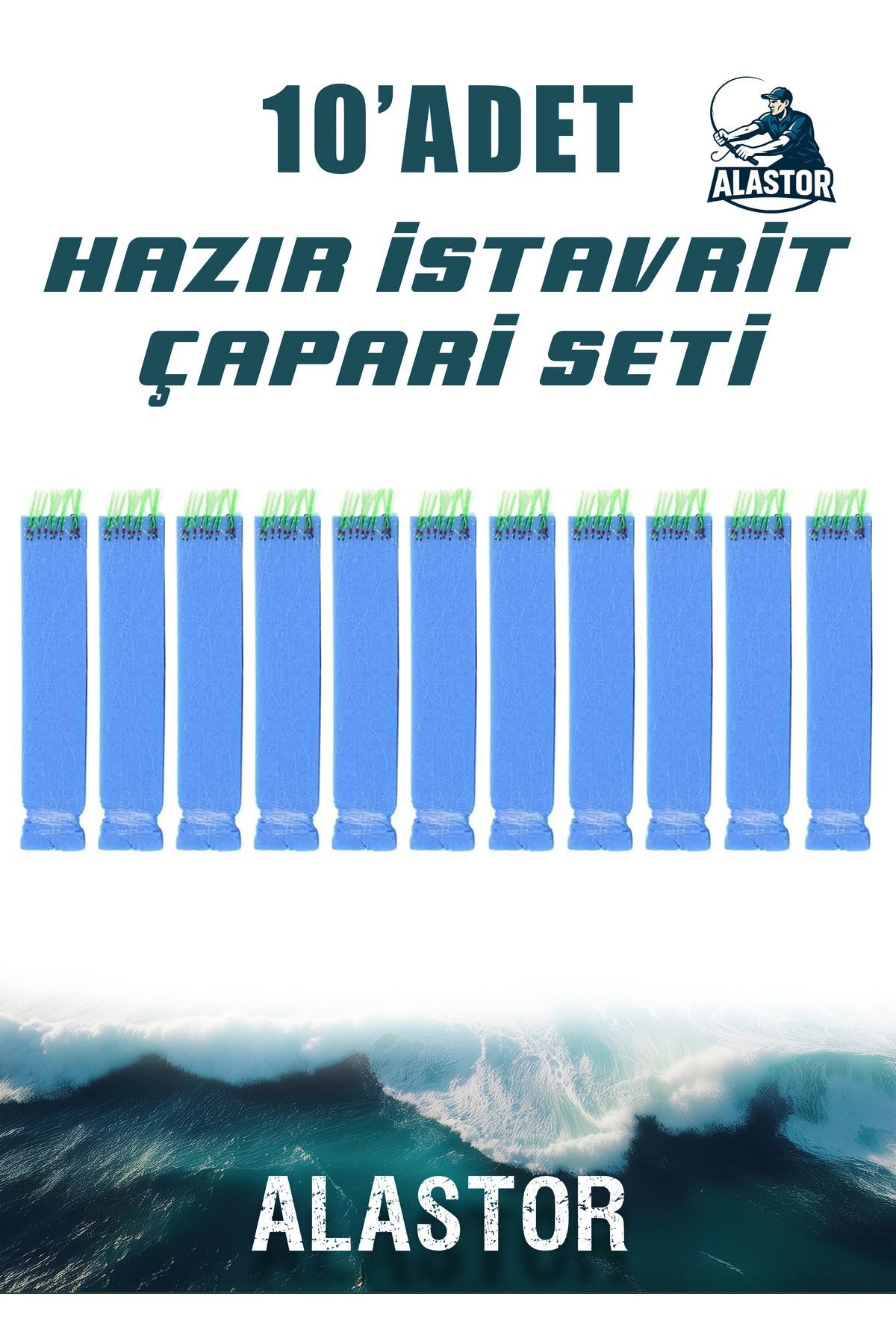 Hazır 10'Lu Çapari Seti 10 İğneli İstavrit Köpük Çapari Olta İğnesi