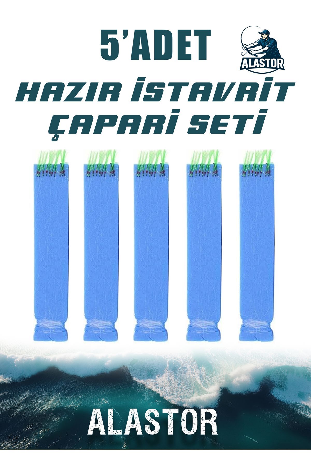Hazır 5'Li Çapari Seti 10 İğneli İstavrit Köpük Çapari Olta İğnesi